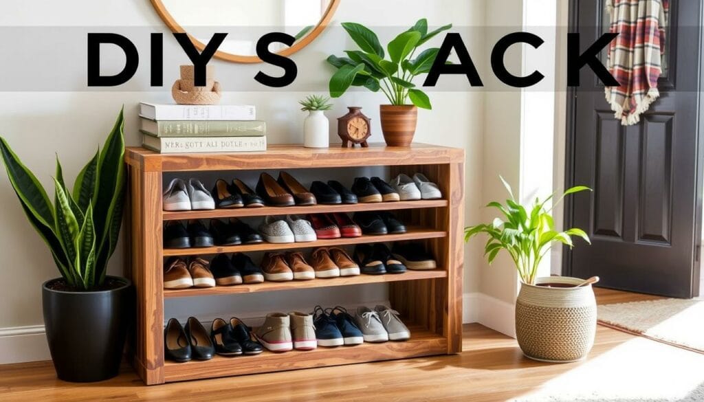 DIY shoe rack for entryway organization