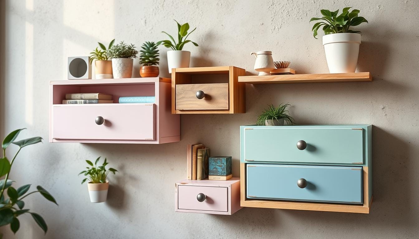 Turning Old Drawers into Wall Shelves
